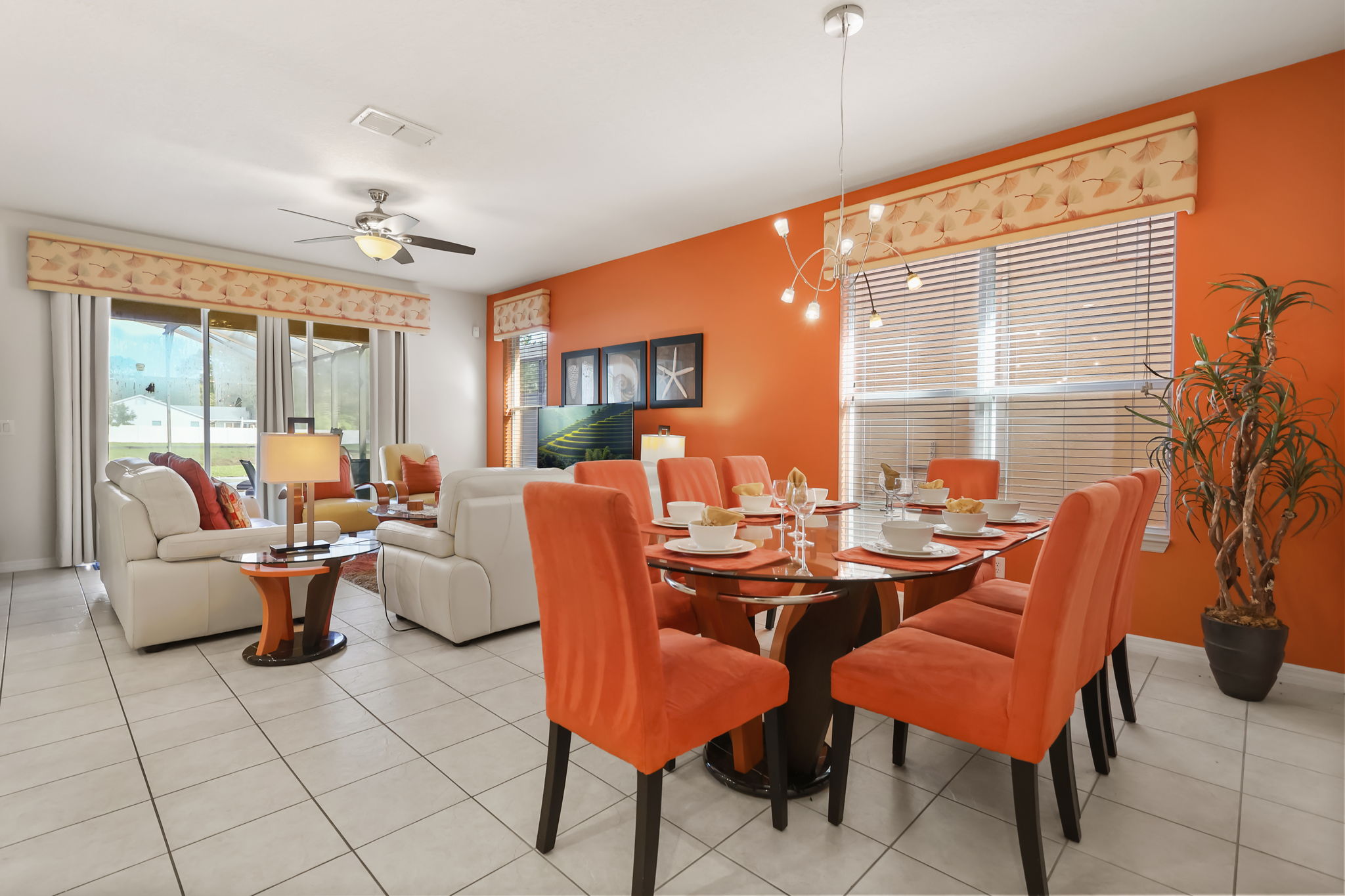 Open living and dining area